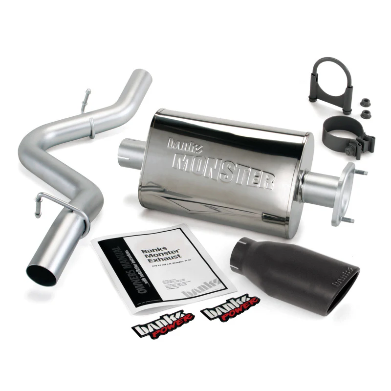 Banks Power 04-06 Jeep 4.0L Wrangler Monster Exhaust System - SS Single Exhaust w/ Black Tip - Image 3