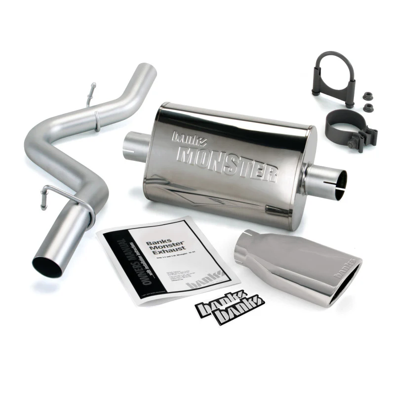 Banks Power 97-99 Jeep 2.5/4.0L Wrangler Slip Fit Cat Monster Exh Sys - SS Single Exh w/ Chrome Tip - Image 2