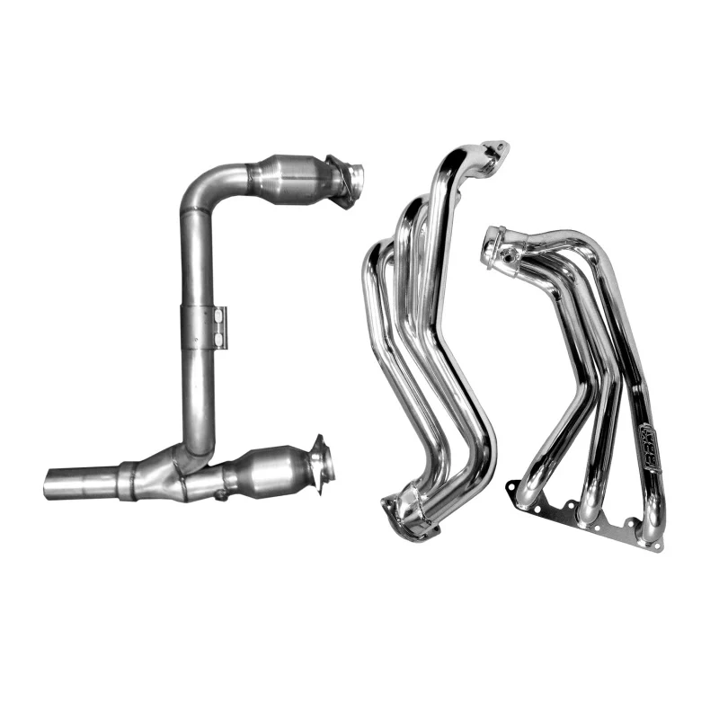 BBK 07-11 Jeep 3.8 V6 Long Tube Exhaust Headers And Y Pipe And Converters - 1-5/8 Silver Ceramic - Image 2