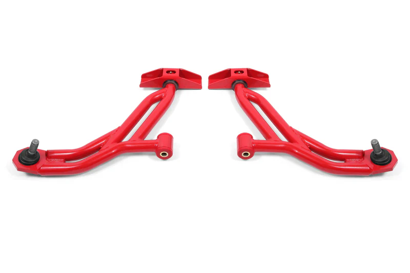 BMR 10-14 Ford Mustang / Shelby GT500 Non-Adj. Lower A-Arms (Poly/Delrin) - Red - Image 2