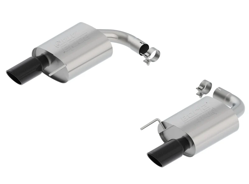 Borla Atak S Rear Section 15-17 Ford Mustang GT 5.0L V8 MT/AT 2.5in pipe 4in tip (Black Chrome) - Image 3