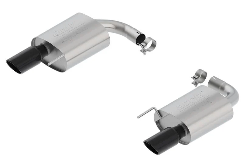Borla Atak S Rear Section 15-17 Ford Mustang GT 5.0L V8 MT/AT 2.5in pipe 4in tip (Black Chrome) - Image 4