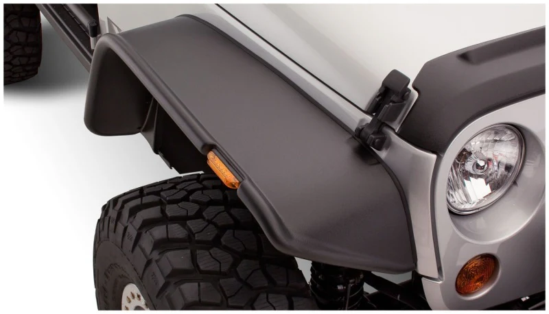 Bushwacker 07-18 Jeep Wrangler Flat Style Flares 2pc - Black - Image 2