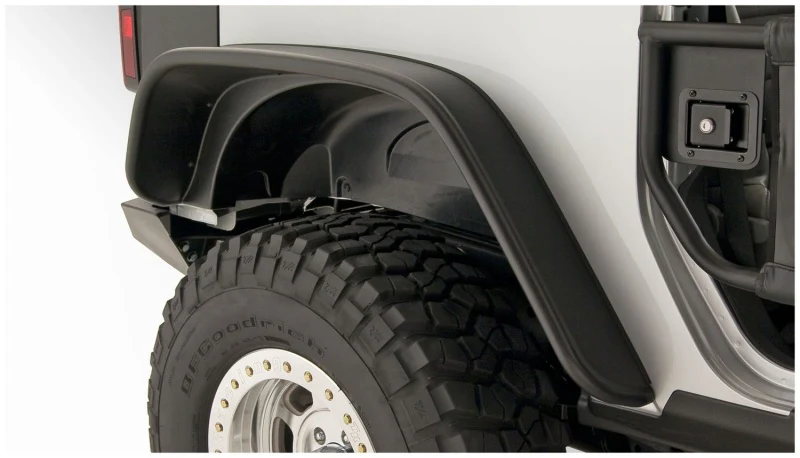 Bushwacker 07-18 Jeep Wrangler Flat Style Flares 2pc Fits 2-Door Sport Utility Only - Black - Image 2