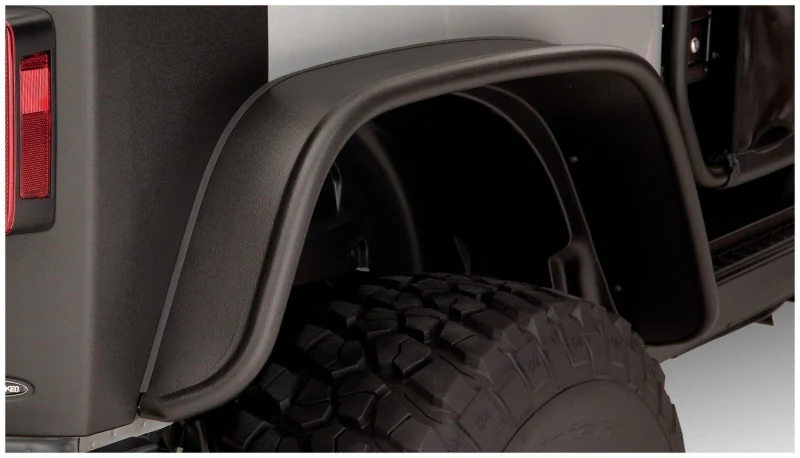 Bushwacker 07-18 Jeep Wrangler Flat Style Flares 2pc Fits 2-Door Sport Utility Only - Black - Image 3