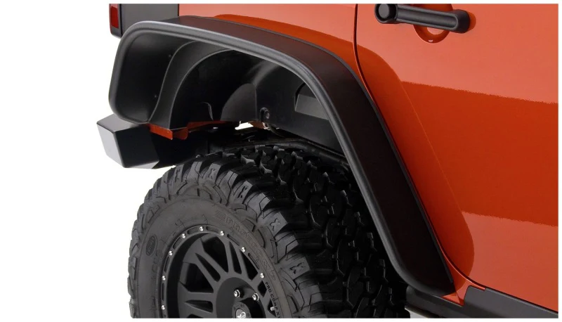 Bushwacker 07-18 Jeep Wrangler Unlimited Flat Style Flares 2pc 4-Door Sport Utility Only - Black - Image 2