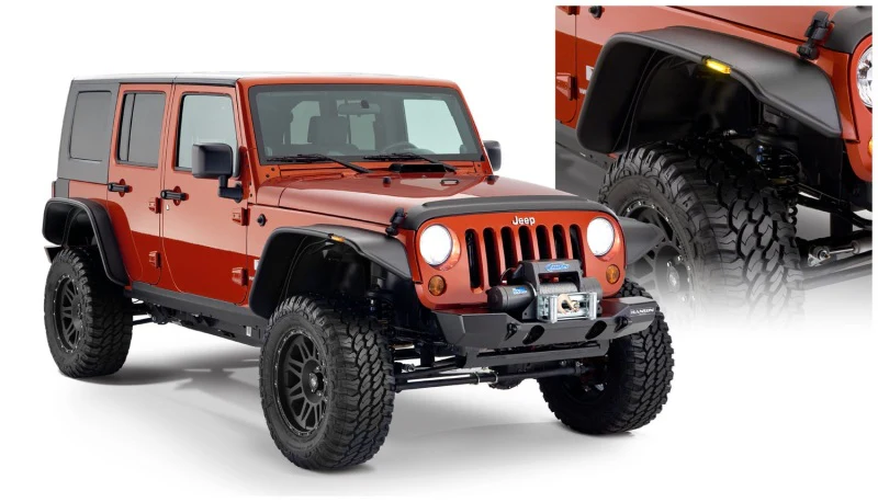 Bushwacker 07-18 Jeep Wrangler Unlimited Flat Style Flares 4pc 4-Door Sport Utility Only - Black - Image 2