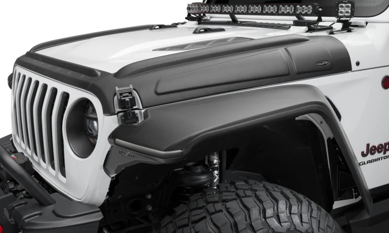 Bushwacker 18-22 Jeep Wrangler 2/4dr / 20-22 Jeep Gladiator Trail Armor Hood Armor (3pc) - Tex. Blk - Image 2