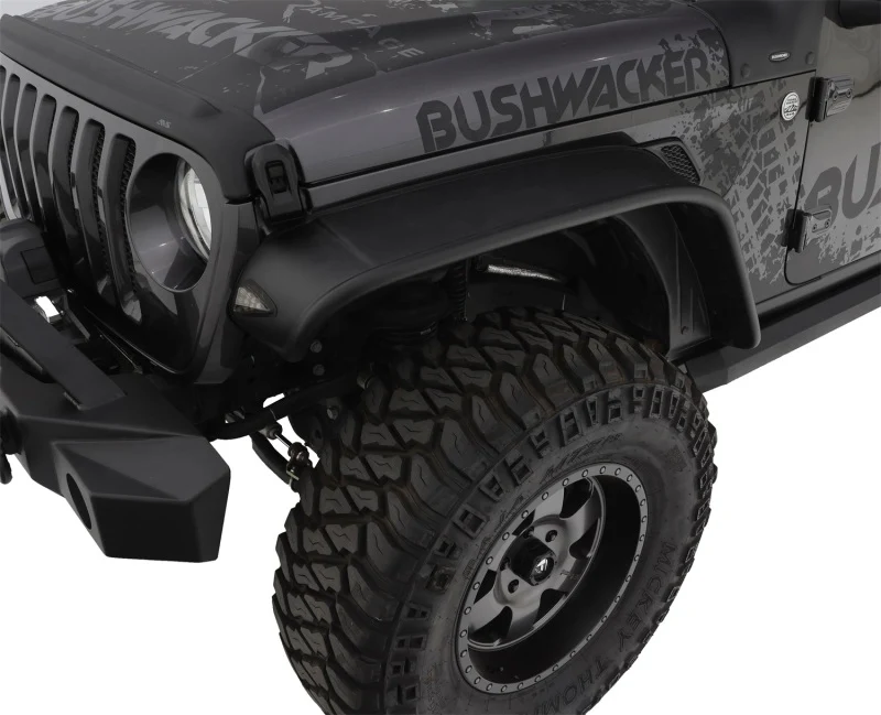 Bushwacker 2018+ Jeep Wrangler (JL) Unlimited Flat Style Flares 4pc - Black - Image 6
