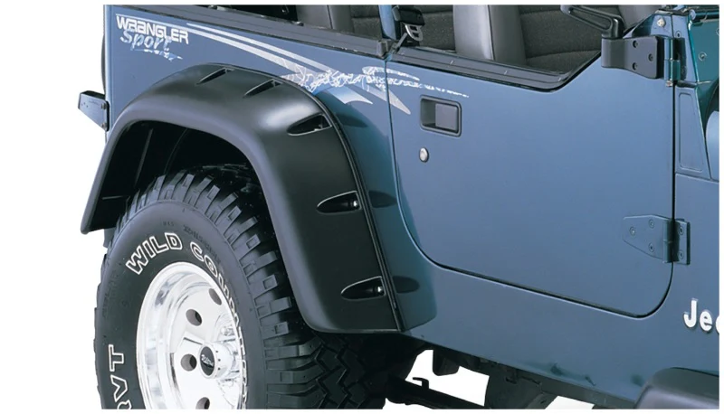 Bushwacker 87-95 Jeep Wrangler Cutout Style Flares 4pc Cutting Optional Not Renegade - Black - Image 4