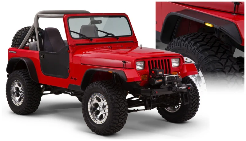 Bushwacker 87-95 Jeep Wrangler Flat Style Flares 4pc Excludes Renegade - Black - Image 2
