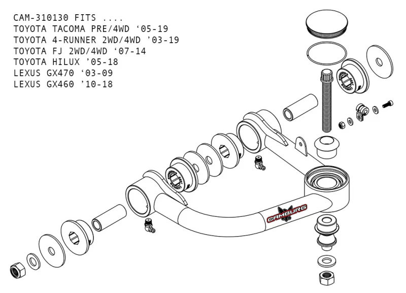 Camburg Toyota Tacoma Pre/4WD 05-23 / 4-Runner 03-23 / FJ 07-14 1.25in Uniball Upper Arms w/ covers - Image 6