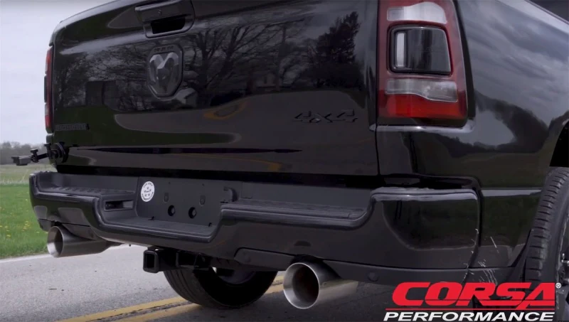 Corsa 19-24 Ram 1500 5.7L Crew Cab w/ 57in or 76in Bed Cat-Back Dual Rr Exit 5in Satin Polished Tips - Image 3