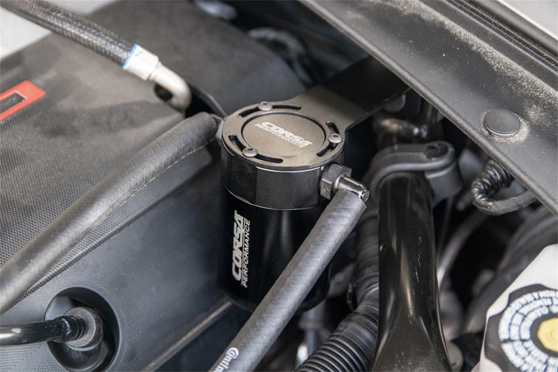 Corsa 2016-2023 Chevrolet Camaro SS Coupe 6.2L V8 (RWD) Aluminum Oil Catch Can w/Mounting Bracke - Image 3