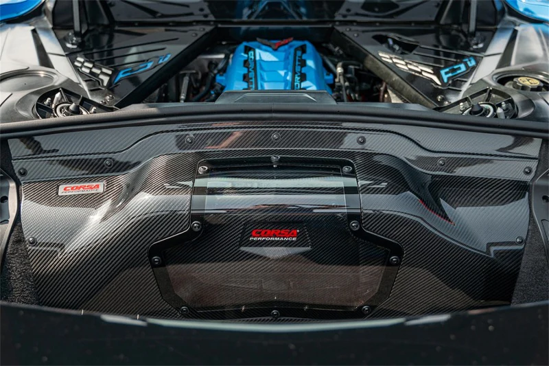 Corsa 2020+ Chevrolet Corvette C8/Z06 Carbon Fiber Air Intake Trunk Panel with Polycarbonate - Image 4