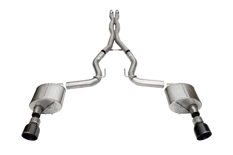 Corsa 24+ Ford Mustang GT Xtreme Cat-Back Ex. Sys. 3.0in Dual Rear Exit w/4.5in Black PVD Pro Tips
