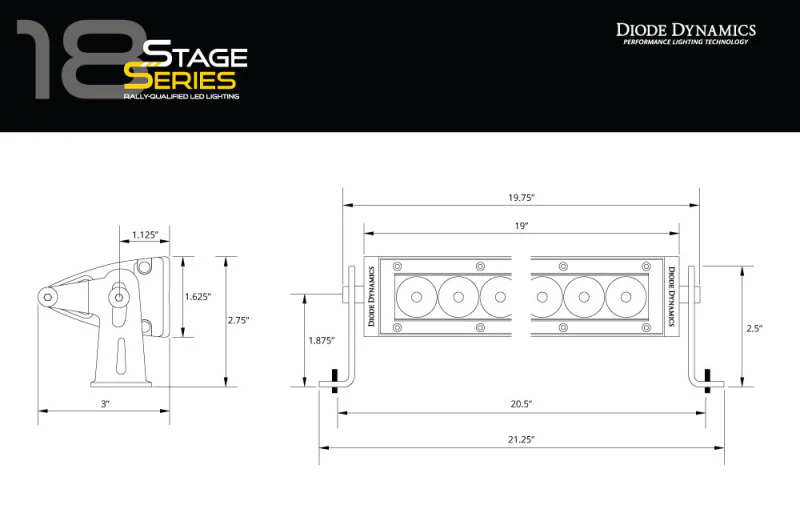 Diode Dynamics 18 In LED Light Bar Single Row Straight Clear Driving Each Stage Series - Image 4