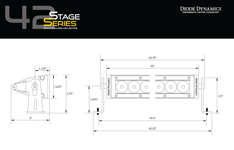 Diode Dynamics 42 In LED Light Bar Single Row Straight Clear Combo Each Stage Series - Image 6