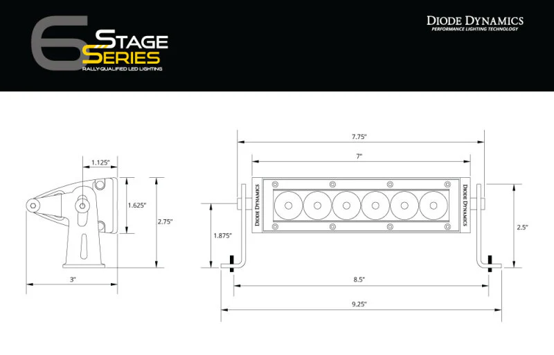 Diode Dynamics 6 In LED Light Bar Single Row Straight SS6 - White Wide Light Bar (Pair) - Image 9
