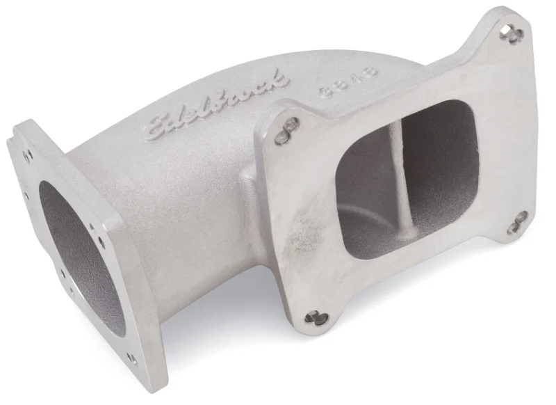 Edelbrock Low Profile Intake Elbow 90mm Throttle Body to Square-Bore Flange As-Cast Finish - Image 4