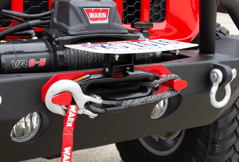 Fishbone Offroad 2018+ Jeep Wrangler JL - Black Aluminum Hawse Fairlead License Plate Mount - Image 3