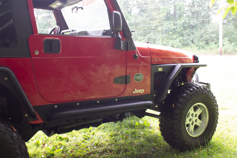 Fishbone Offroad 97-06 Jeep Wrangler TJ Steel Rock Slider - Black Textured Powdercoat - Image 5
