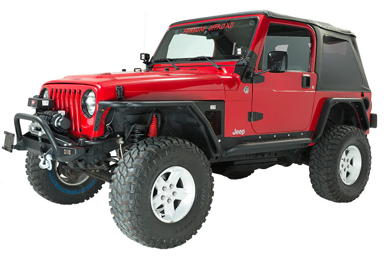 Fishbone Offroad 97-06 Jeep Wrangler TJ Steel Rock Slider - Black Textured Powdercoat - Image 7