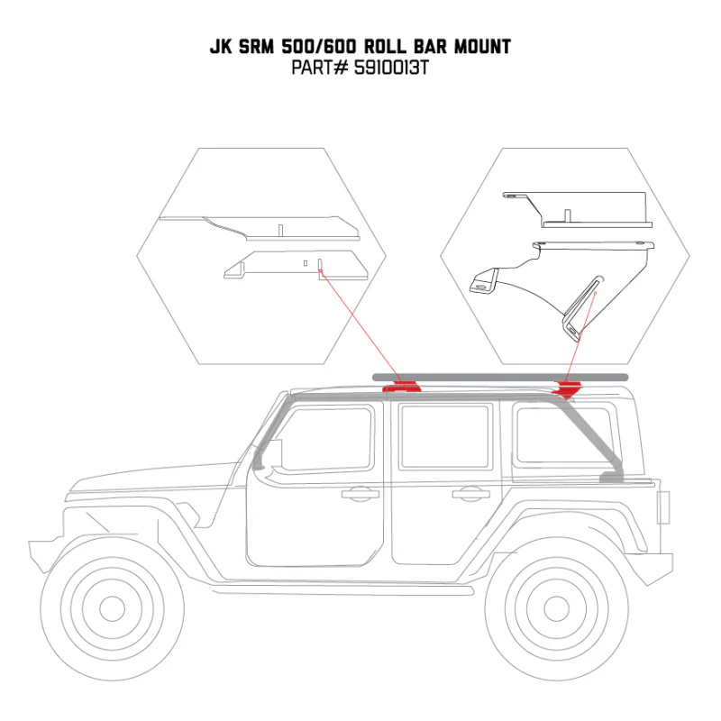 Go Rhino 07-17 Jeep Wrangler 4dr Mouinting Kit for SRM Rack - Image 8