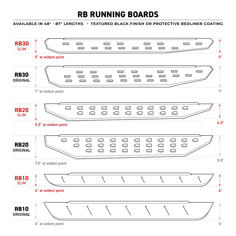 Go Rhino RB20 Slim Running Boards - Universal 68in. - Tex. Blk - Image 13