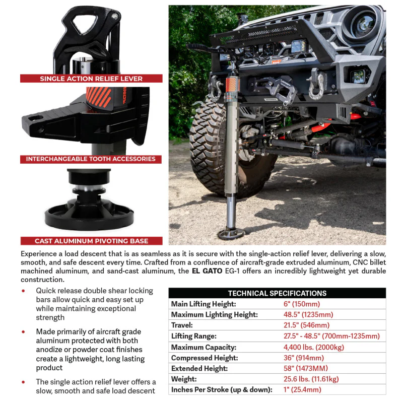 Go Rhino Xventure Gear EG1 El Gato Hydraulic Jack - Graphite - Image 11