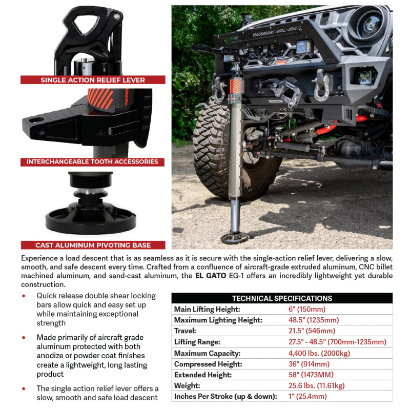 Go Rhino Xventure Gear EG1 El Gato Hydraulic Jack - Graphite - Image 9