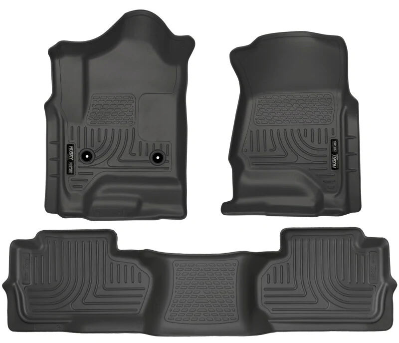 Husky Liners 14 Chevrolet Silverado/GMC Sierra Dbl Cab WeatherBeater Black Front&2nd Seat Floor Line - Image 4