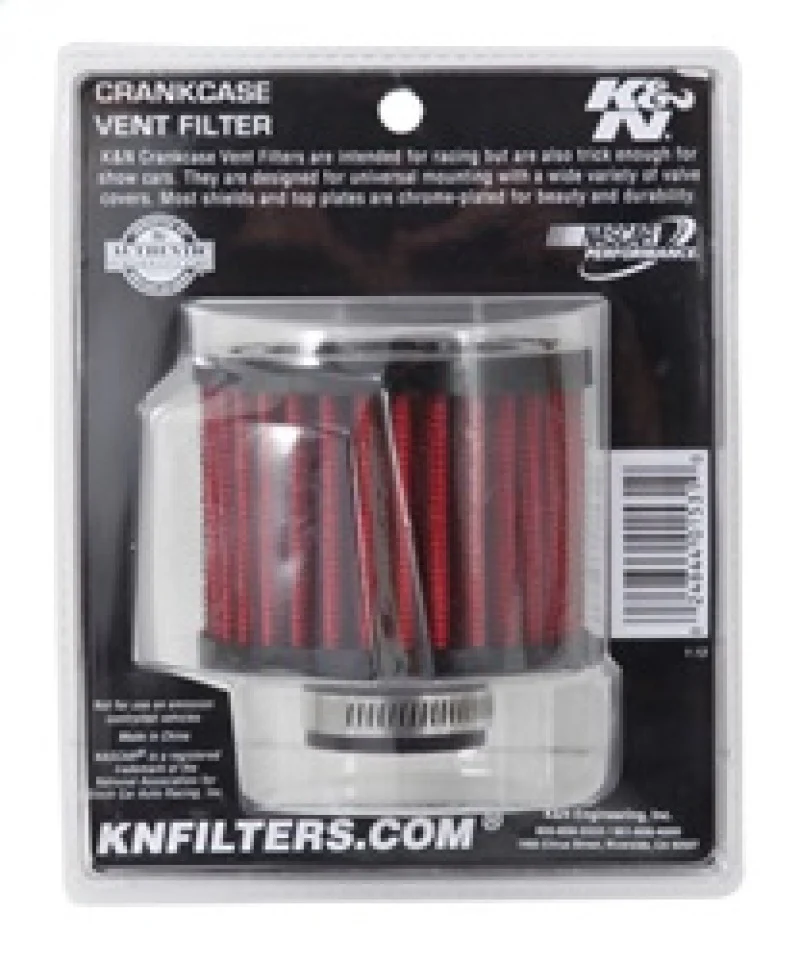 K&N 1 inch ID 3 inch OD 2.375 inch H Rubber Base Crankcase Vent Filter - Image 16
