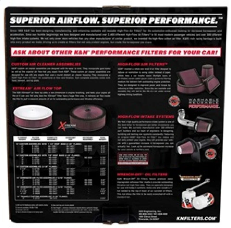 K&N 14in Red Custom Air Cleaner Assembly - 5.125in ID x 14in OD x 2.75in H x 1.25in Drop Base - Image 5