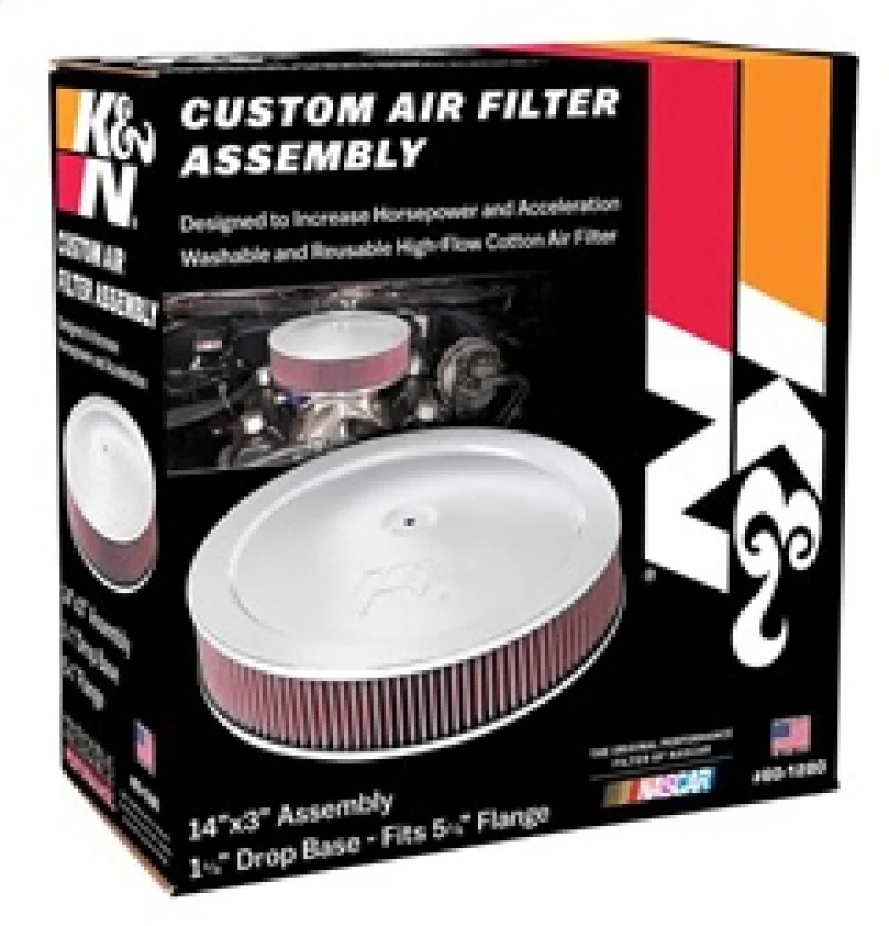K&N 14in Red Custom Air Cleaner Assembly - 5.125in ID x 14in OD x 2.75in H x 1.25in Drop Base - Image 7
