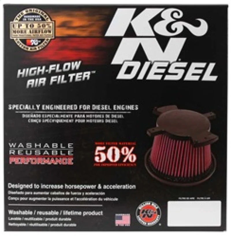 K&N 2017 Ford F250 Super Duty V8-6.7L DSL Replacement Drop In Air Filter - Image 5