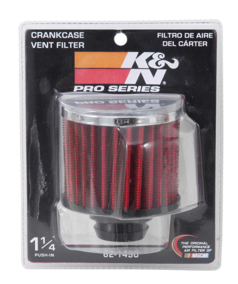 K&N Rubber Base Chrome Top Push-In Crankcase Vent Filter 3in OD x 2-1/2in H. - Image 9