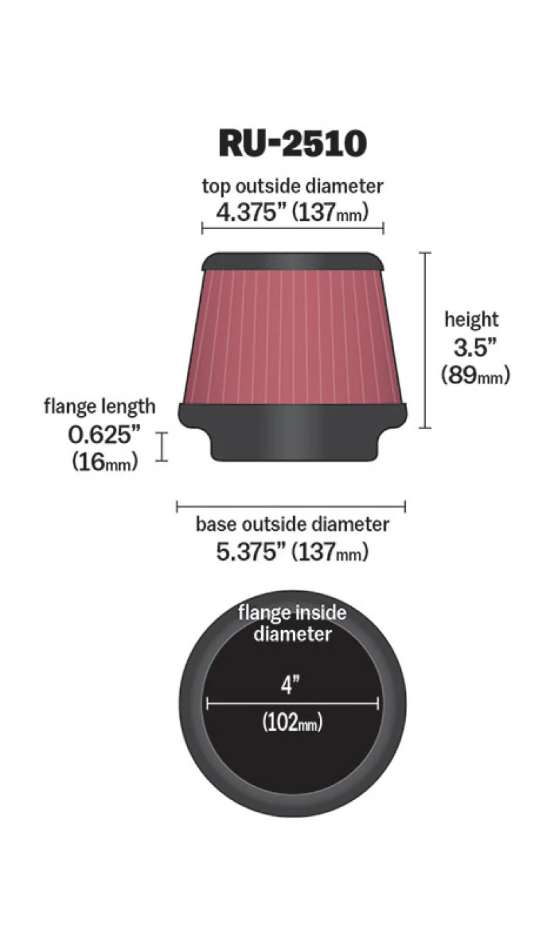 K&N Universal 4 Inch Filter - Image 8