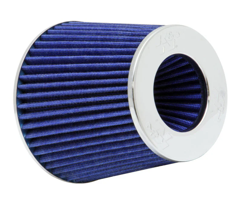 K&N Universal Air Filter Chrome Round Tapered Blue - 4in Flange ID x 1.125in Flange Length x 5.5in H - Image 2