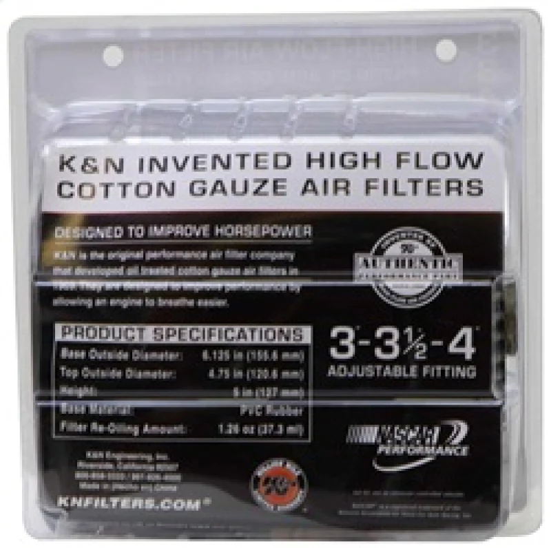 K&N Universal Air Filter Chrome Round Tapered Blue - 4in Flange ID x 1.125in Flange Length x 5.5in H - Image 8