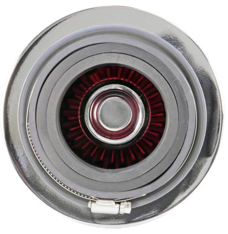 K&N Universal Air Filter Chrome Round Tapered Red - 4in Flange ID x 1.125in Flange Length x 5.5in H - Image 6