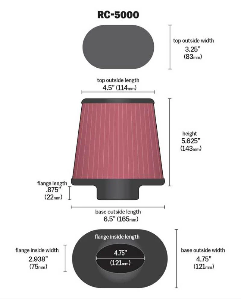 K&N Universal Chrome Filter GM TPI Custom - Oval Flange - Image 9