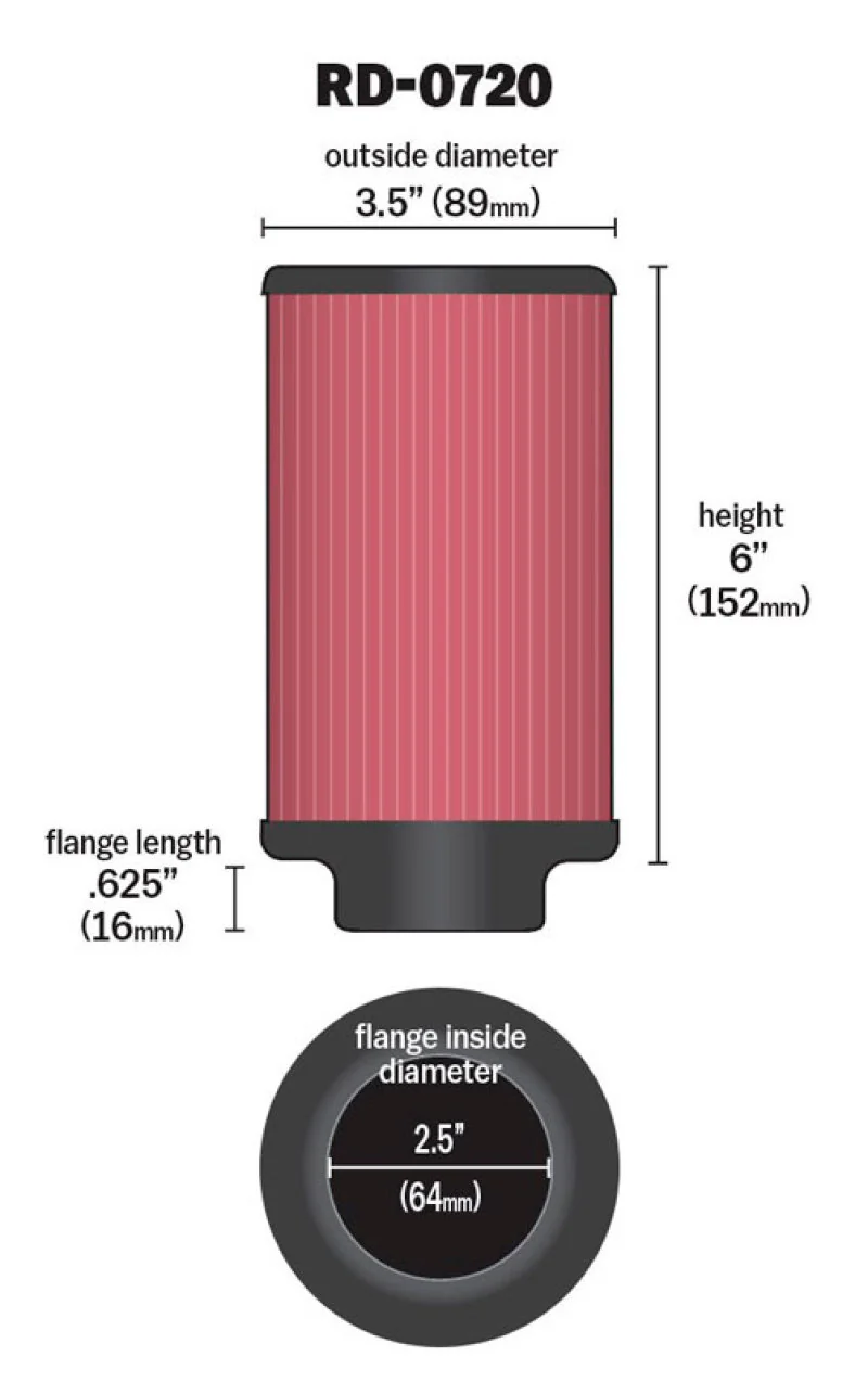 K&N Universal Rubber Filter 2.5in Flange ID x 3.5in OD x 6in Height - Image 10