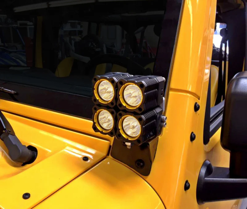 KC HiLiTES 07-18 Jeep JK A-Pillar Windshield Light Mount Bracket Set (Pair) - Black - Image 4
