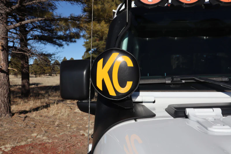KC HiLiTES 6in. Round Soft Cover (Pair) - Black w/Yellow KC Logo - Image 8