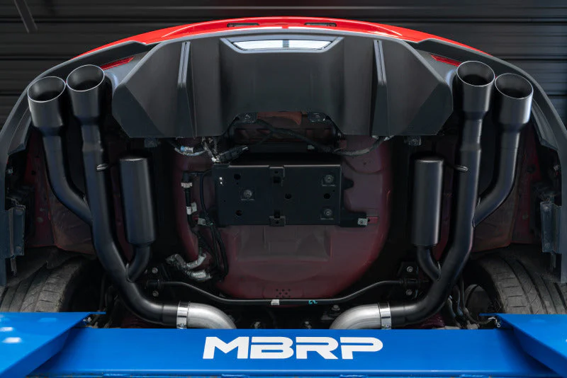 MBRP 18-19 Ford Mustang GT 5.0 3in Cat Back Quad Tip Race Version - Black - Image 5