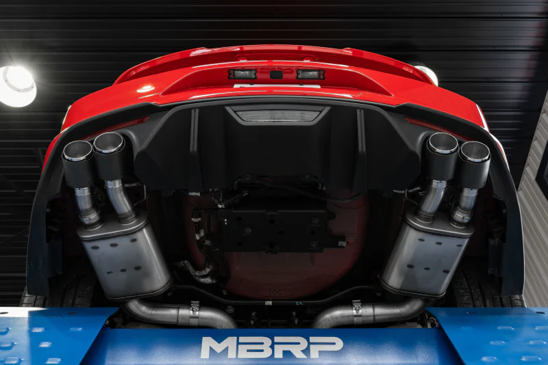 MBRP 18-20 Ford Mustang GT 5.0 w/ Quad Tip Active Exhaust Cat Back Split Rear T304 w/ Carb Fib Tips - Image 5