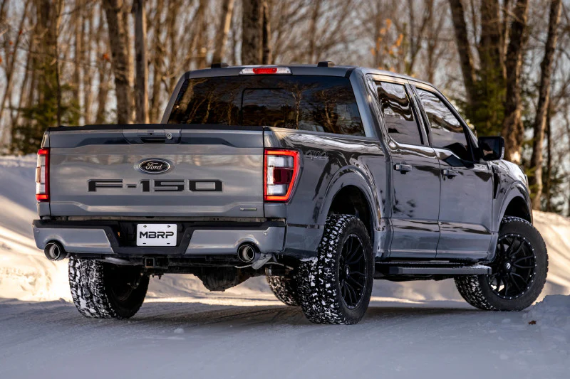 MBRP 22-23 Ford F150 T304 5in OD Carbon Fiber Tip Dual Rear Exit 3in Cat Back Exhaust - Image 2