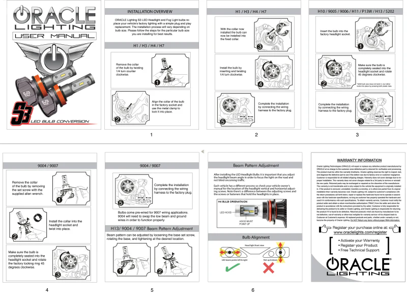 Oracle H11 - S3 LED Headlight Bulb Conversion Kit - 6000K - Image 2