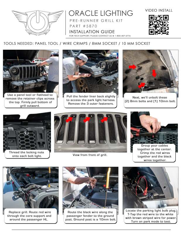 Oracle Pre-Runner Style LED Grille Kit for Jeep Wrangler JL - White - Image 9